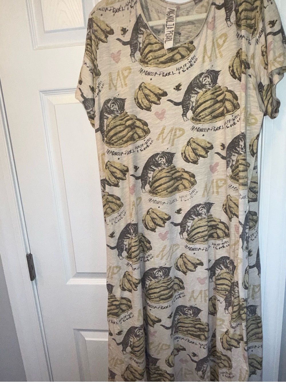 Magnolia Pearl **FLAW Happiness T Dress Catty Cakes Kitty Banana Cotton Long